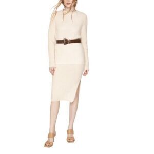 Callahan Knitwear Revolve Midi Skirt Side Slit Ivory Creme Size Medium